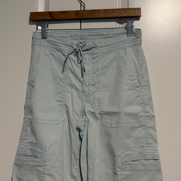 American Eagle Baggy Wide Leg Pants Cargo Sz 0 Regular super light blue - Picture 2 of 10
